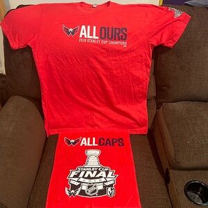 Special Collectors Red Capitals 2018 Stanley Cup Champions T-Shirt and Towel